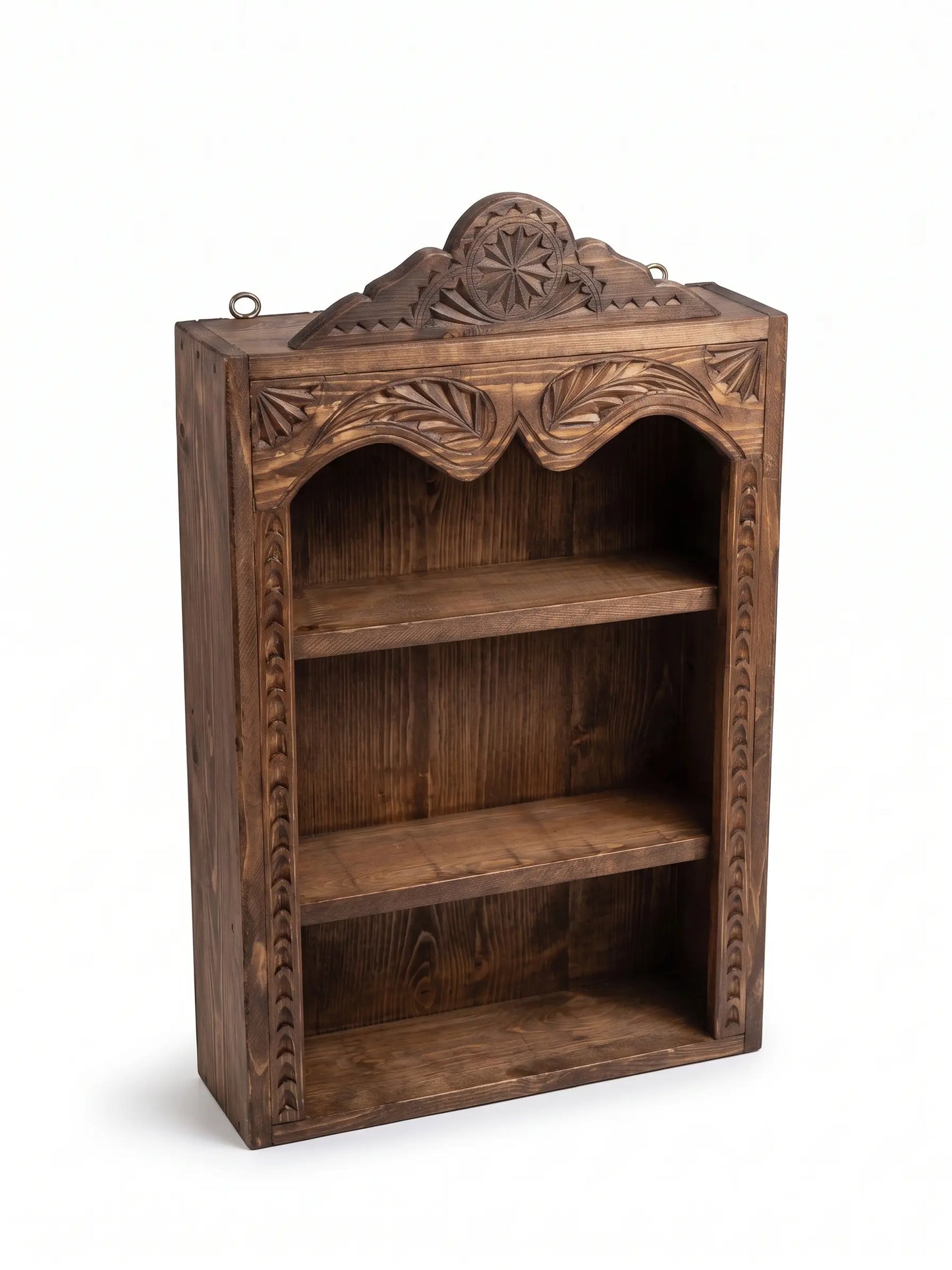 Hand-Carved Wooden Spice Rack – Rustic Wall Shelf