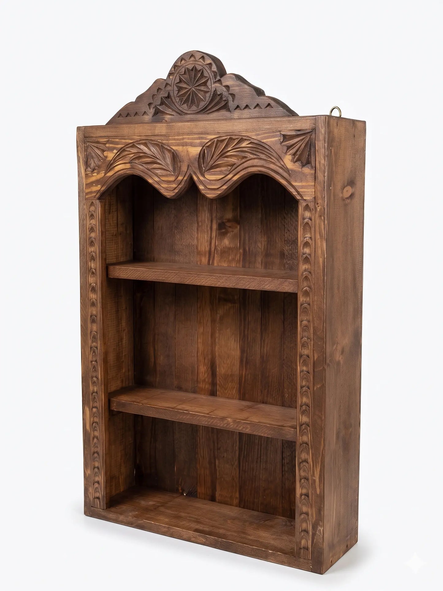 Hand-Carved Wooden Spice Rack – Rustic Wall Shelf