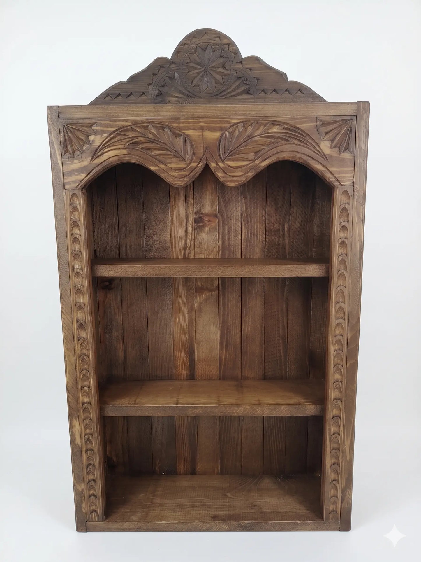 Hand-Carved Wooden Spice Rack – Rustic Wall Shelf