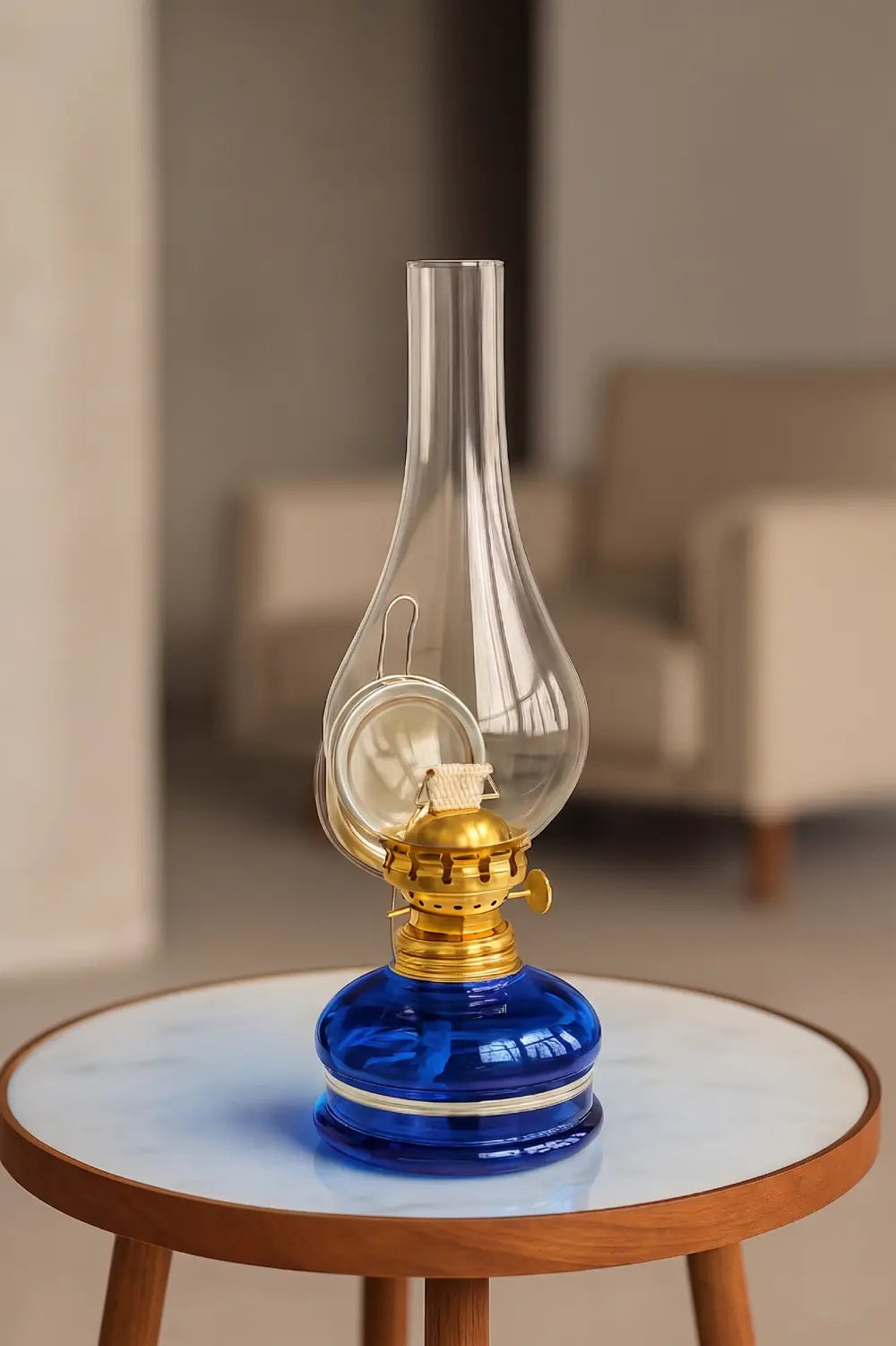 Mavi Dekoratif Fitilli Gaz Lambası HM-01