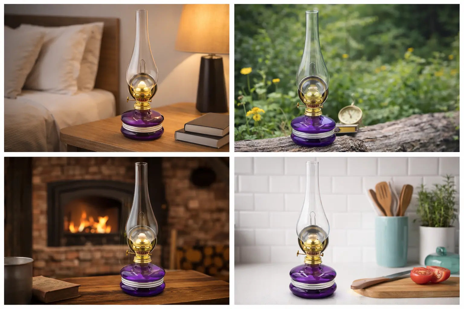 Mor Dekoratif Fitilli Gaz Lambası HM-01