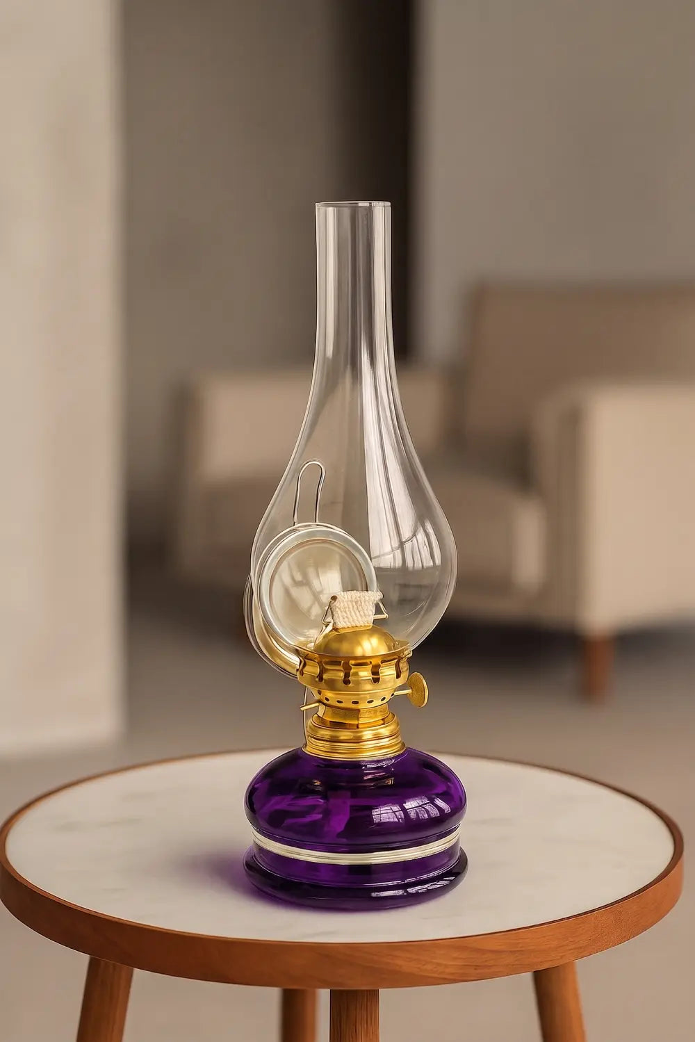 Mor Dekoratif Fitilli Gaz Lambası HM-01