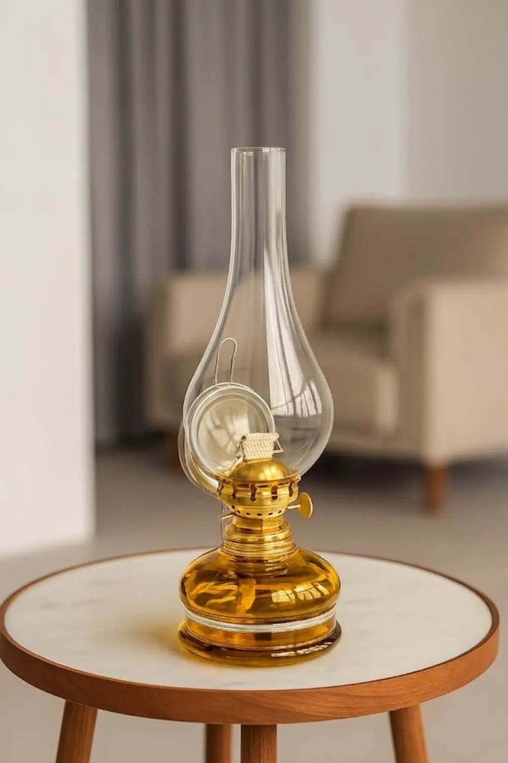 Sarı Dekoratif Fitilli Gaz Lambası HM-01